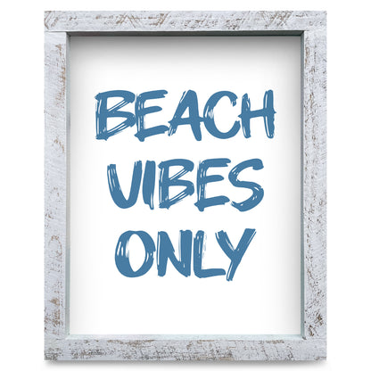 Beach Vibes Only | Real Wood Framed Wall Art Print