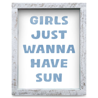 Girls Just Wanna Have Sun | Real Wood Framed Wall Art Print