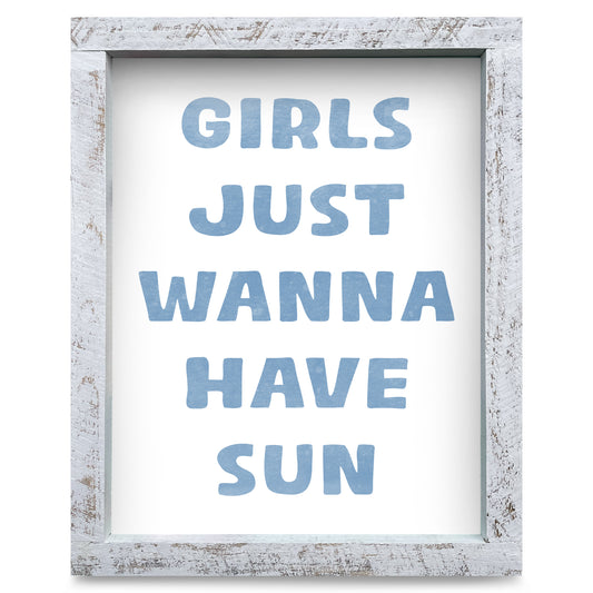 Girls Just Wanna Have Sun | Real Wood Framed Wall Art Print