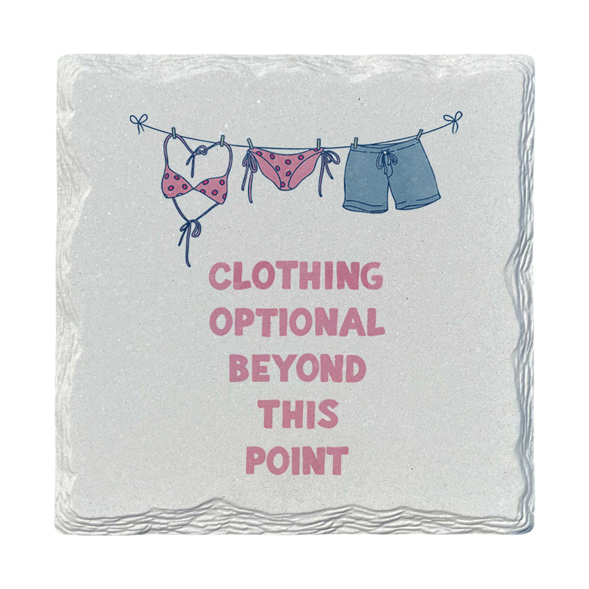 Clothing Optional Clothesline | Ceramic Drink Coaster