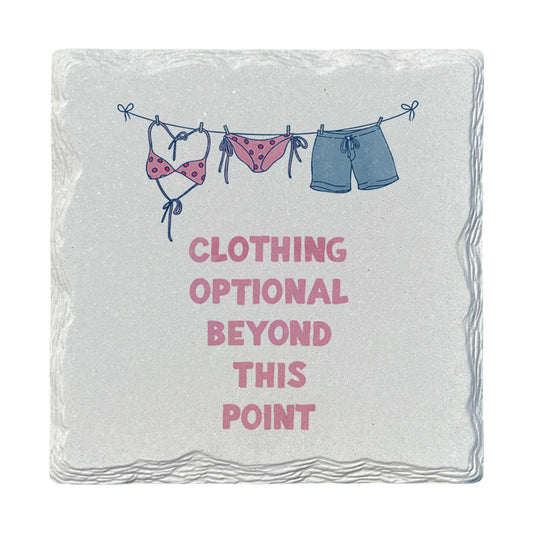 Clothing Optional Clothesline | Ceramic Drink Coaster