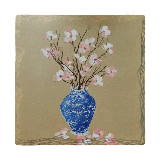 Blossoms in Blue Vase | Ceramic Drink Coaster