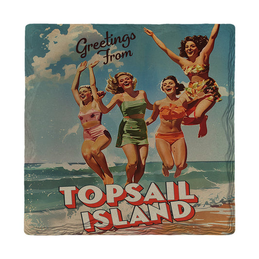 Topsail Island Beach Jump | Ceramic Drink Coaster