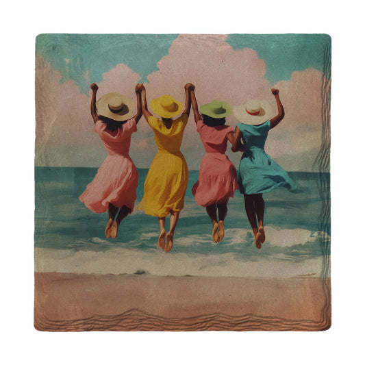Seaside Sisters Leap | Ceramic Drink Coaster