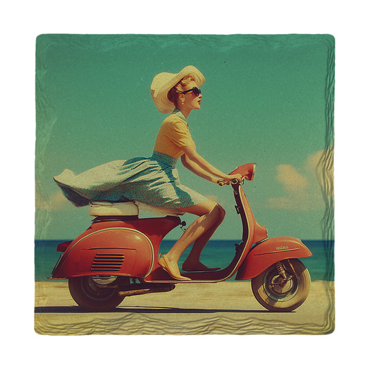 Chic Coastal Cruising | Ceramic Drink Coaster