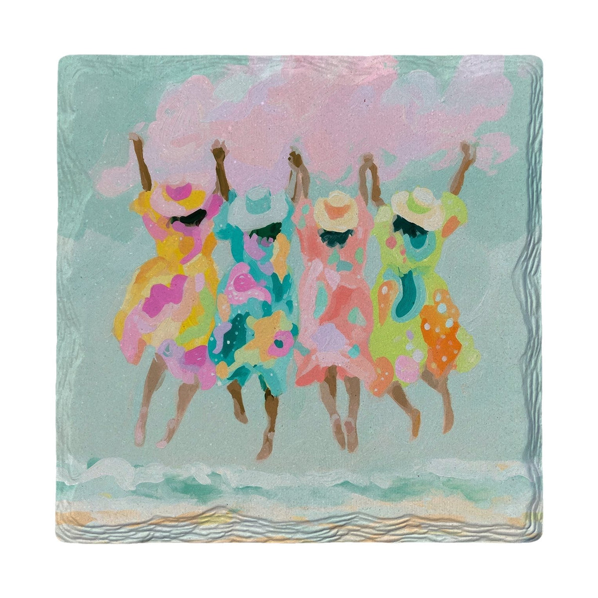 Pastel Beach Dancers | Ceramic Drink Coaster