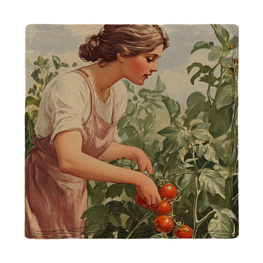 Vintage Tomato Picking | Ceramic Drink Coaster