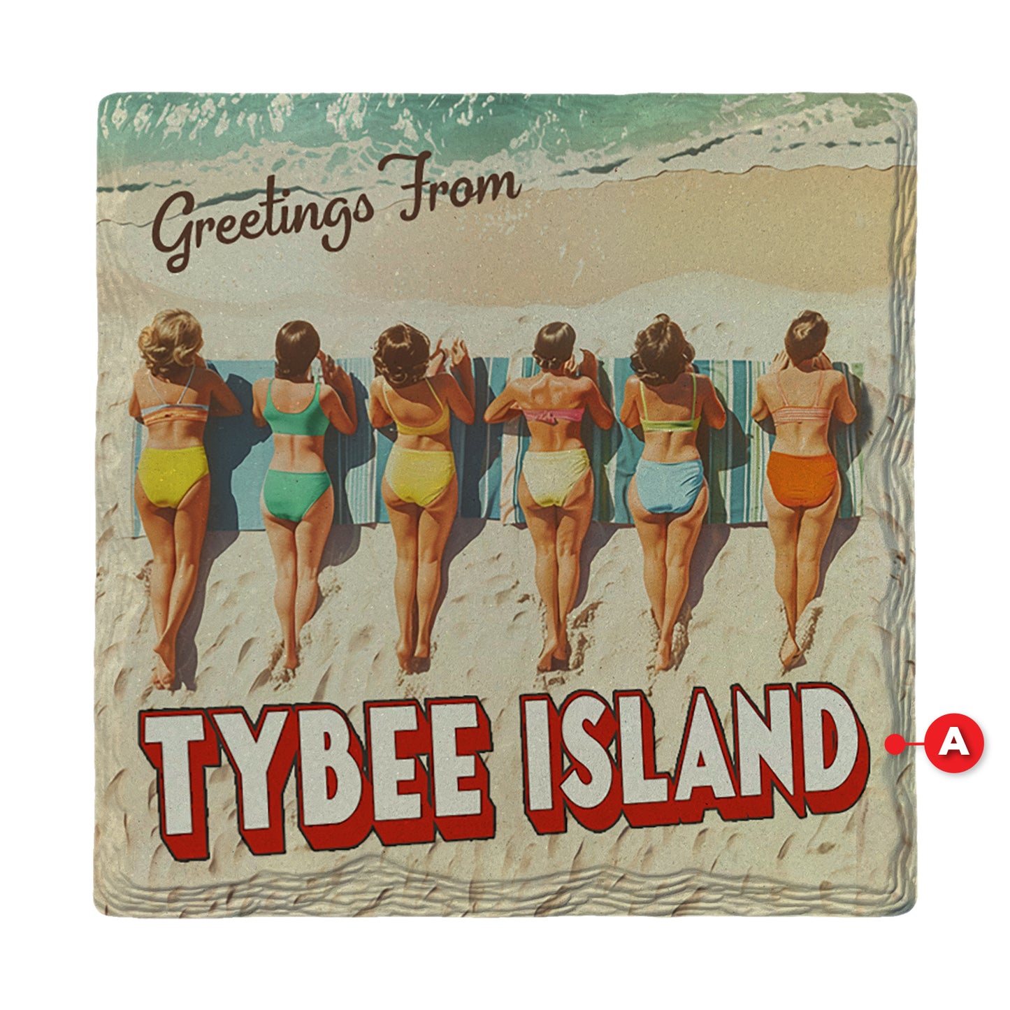 Customizable Vintage 6 Beach Bums | Ceramic Drink Coaster
