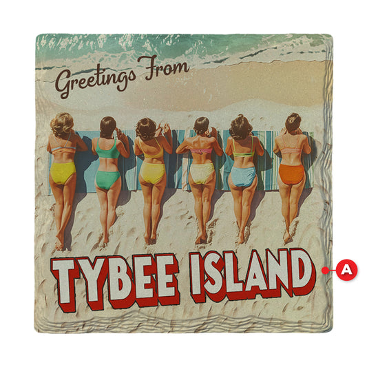 Customizable Vintage 6 Beach Bums | Ceramic Drink Coaster