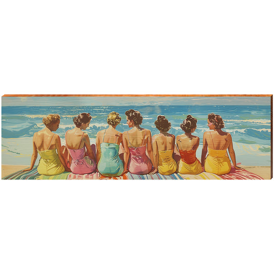 Vintage Beach Babes | Wall Art Print on Real Wood