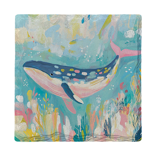 Cute Colorful Whale | Ceramic Drink Coaster