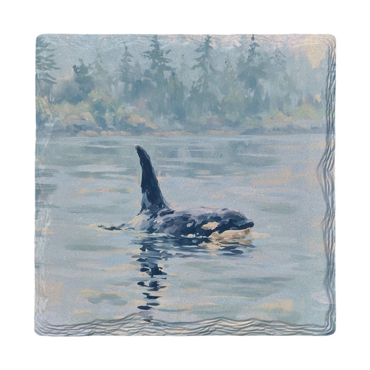 Orca by the Forest Shore | Ceramic Drink Coaster
