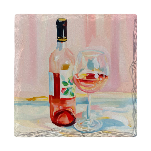 Blush Wine Still Life | Ceramic Drink Coaster