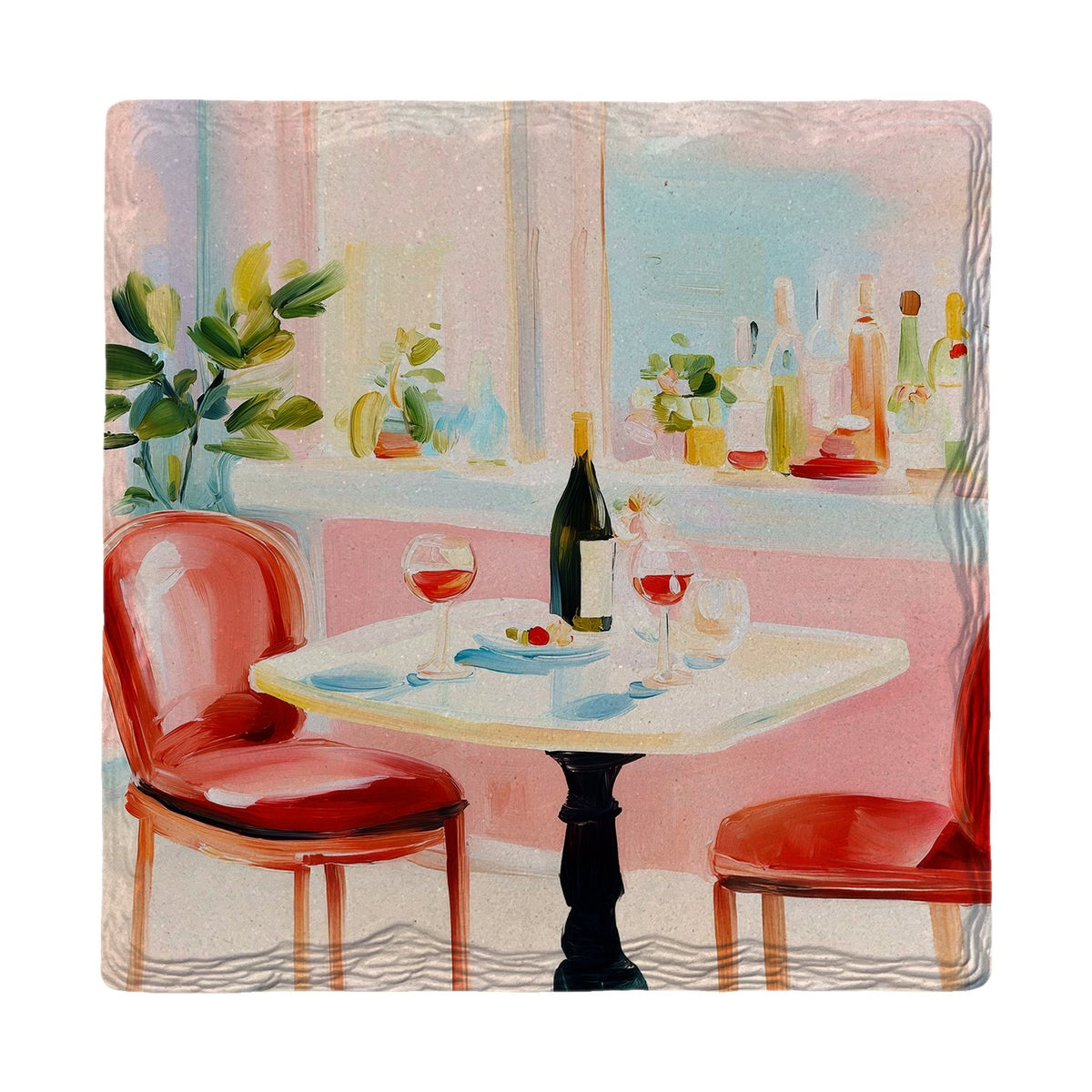 Cafe Wine for Two | Ceramic Drink Coaster