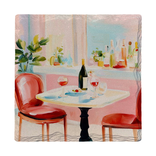 Cafe Wine for Two | Ceramic Drink Coaster