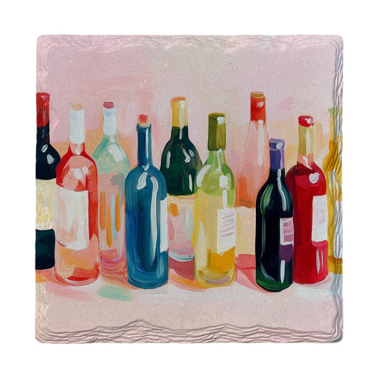 Painted Wine Bottles | Ceramic Drink Coaster