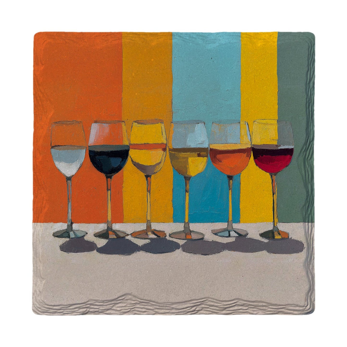 Colorful Wine Glass Lineup | Ceramic Drink Coaster
