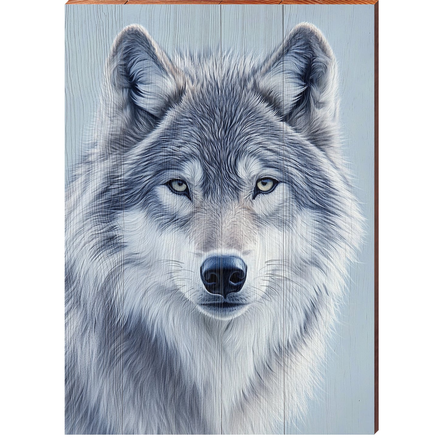 Pretty Wolf Portrait | Wall Art Print on Real Wood