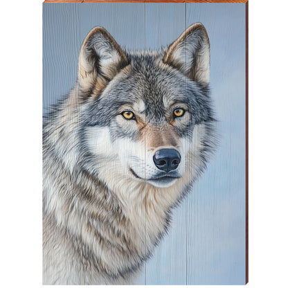 Handsome Wolf Portrait | Wall Art Print on Real Wood