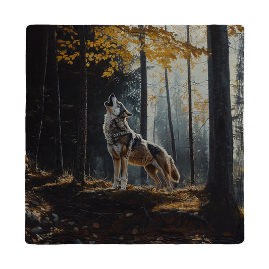 Howling Forest Wolf | Ceramic Drink Coaster