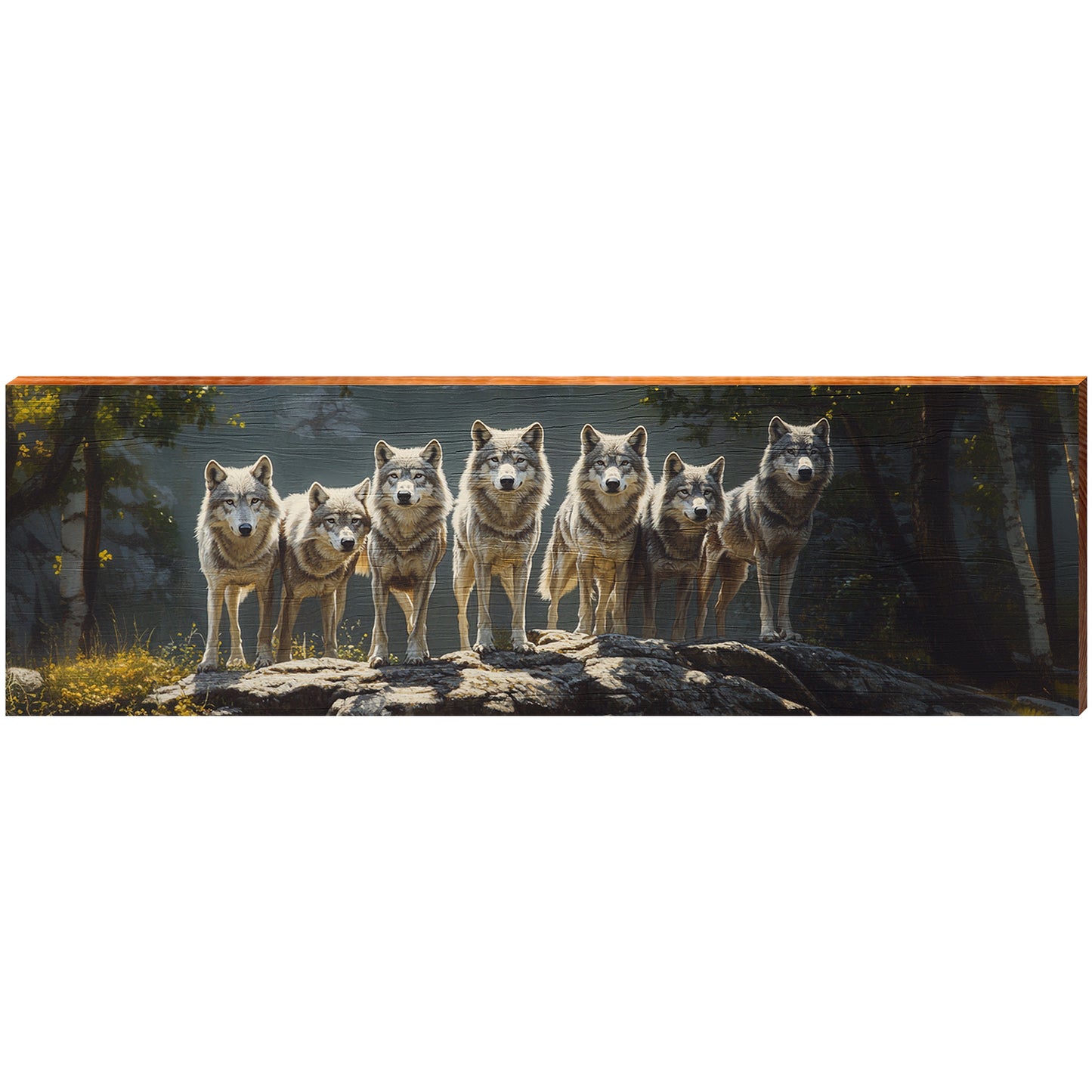 Wooded Wolfpack | Wall Art Print on Real Wood