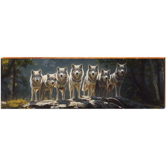 Wooded Wolfpack | Wall Art Print on Real Wood