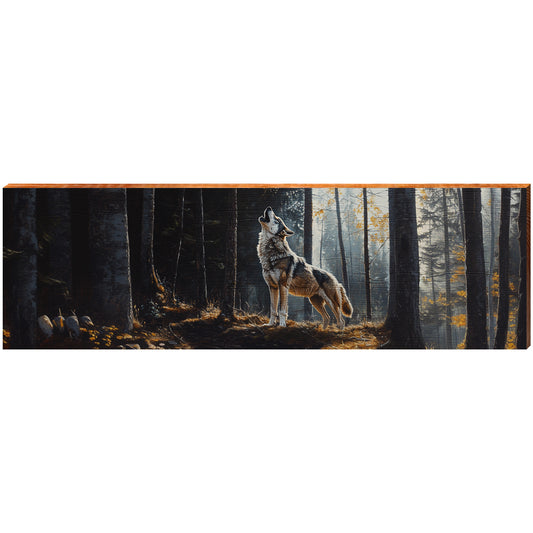 Howling Wolf | Wall Art Print on Real Wood