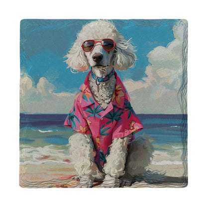 Standard Poodle Beach Dog | Absorbent Ceramic Drink Coaster