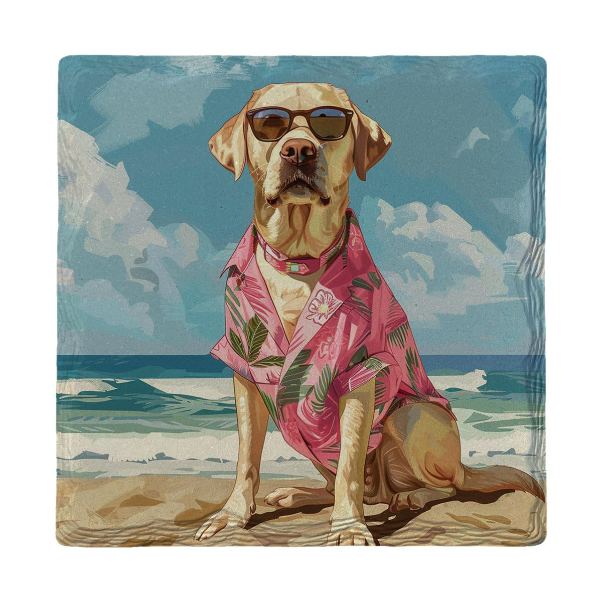 Yellow Lab Beach Dog | Absorbent Ceramic Drink Coaster