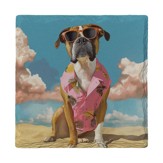 Boxer Beach Dog | Drink Coaster