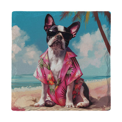 Boston Terrier Beach Dog | Drink Coaster