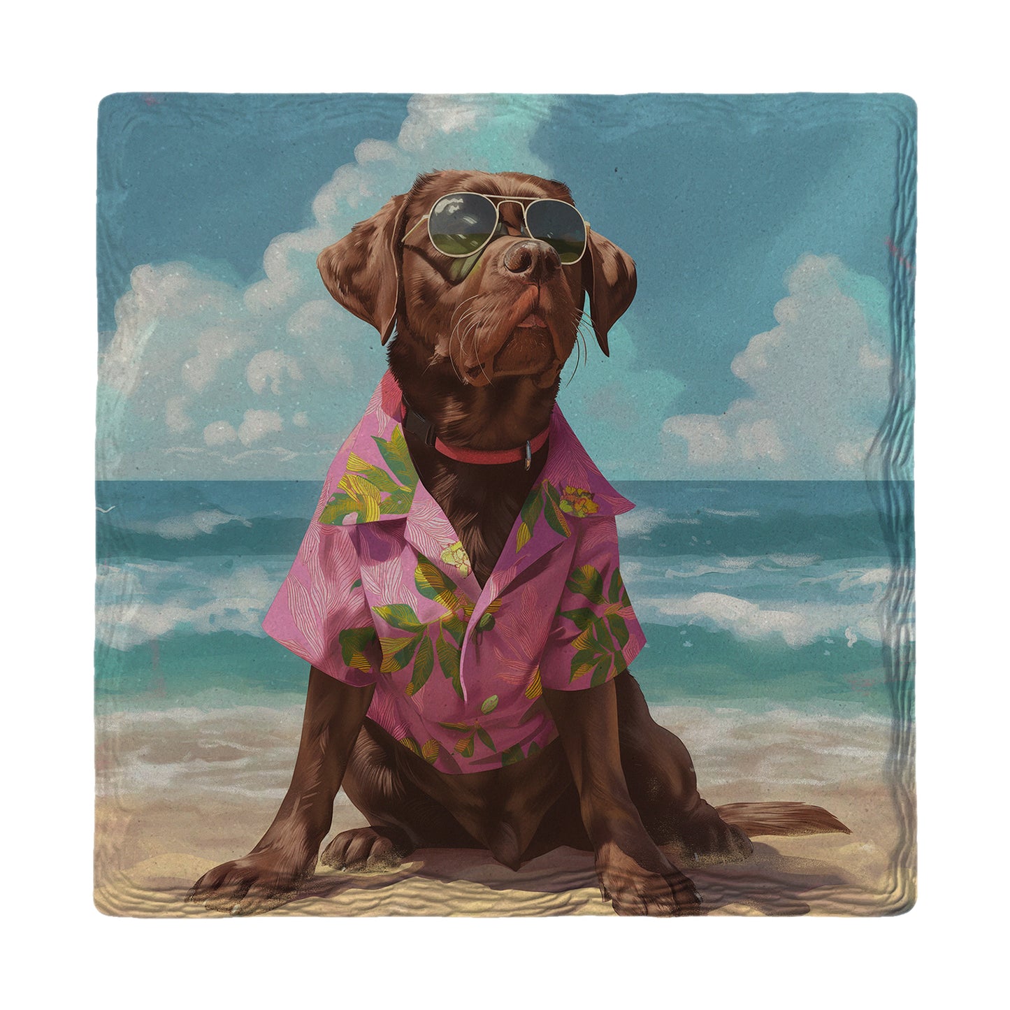 Chocolate Lab Beach Dog | Drink Coaster