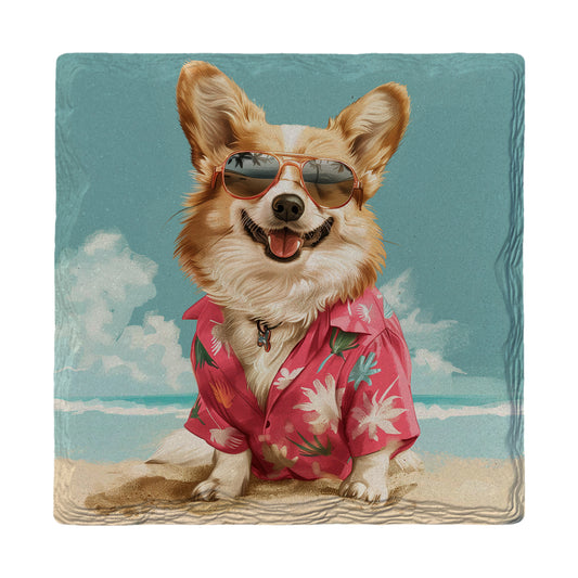 Corgi Beach Dog | Drink Coaster