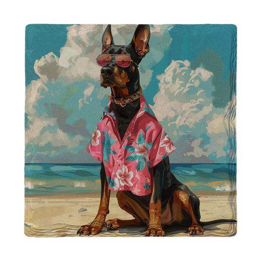 Dobermann Beach Dog | Drink Coaster