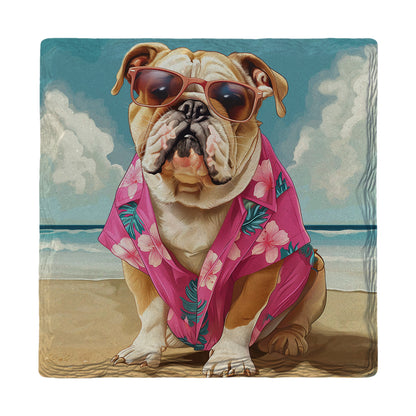 English Bulldog Beach Dog | Drink Coaster