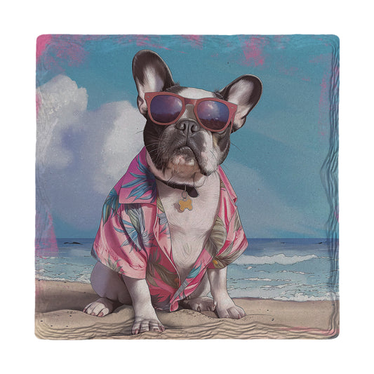 French Bulldog Beach Dog | Drink Coaster