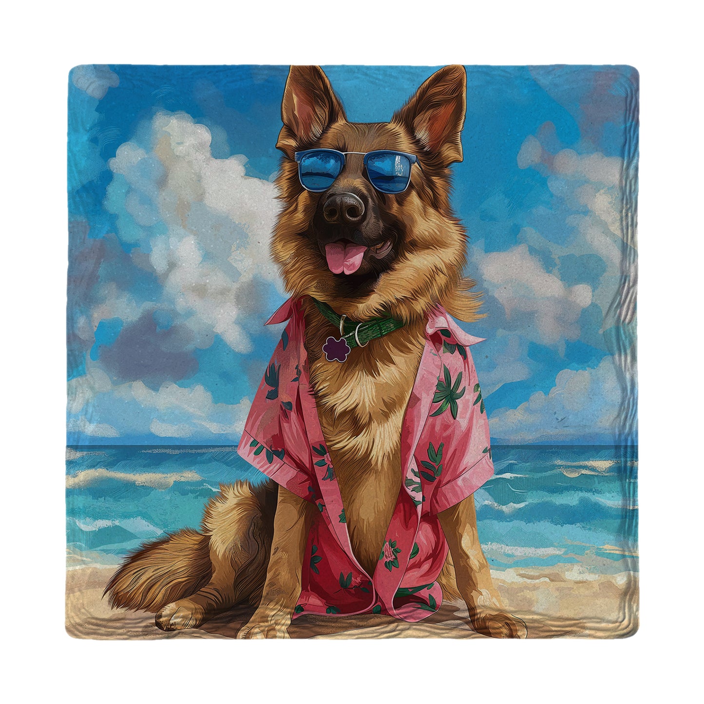 German Shepherd Beach Dog | Drink Coaster