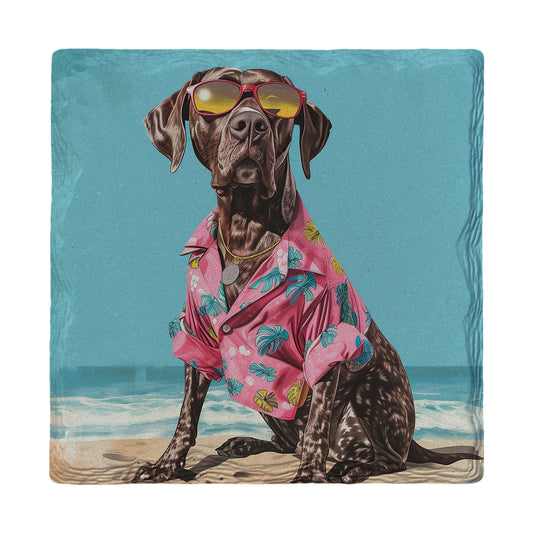 German Shorthaired Pointer Beach Dog | Drink Coaster