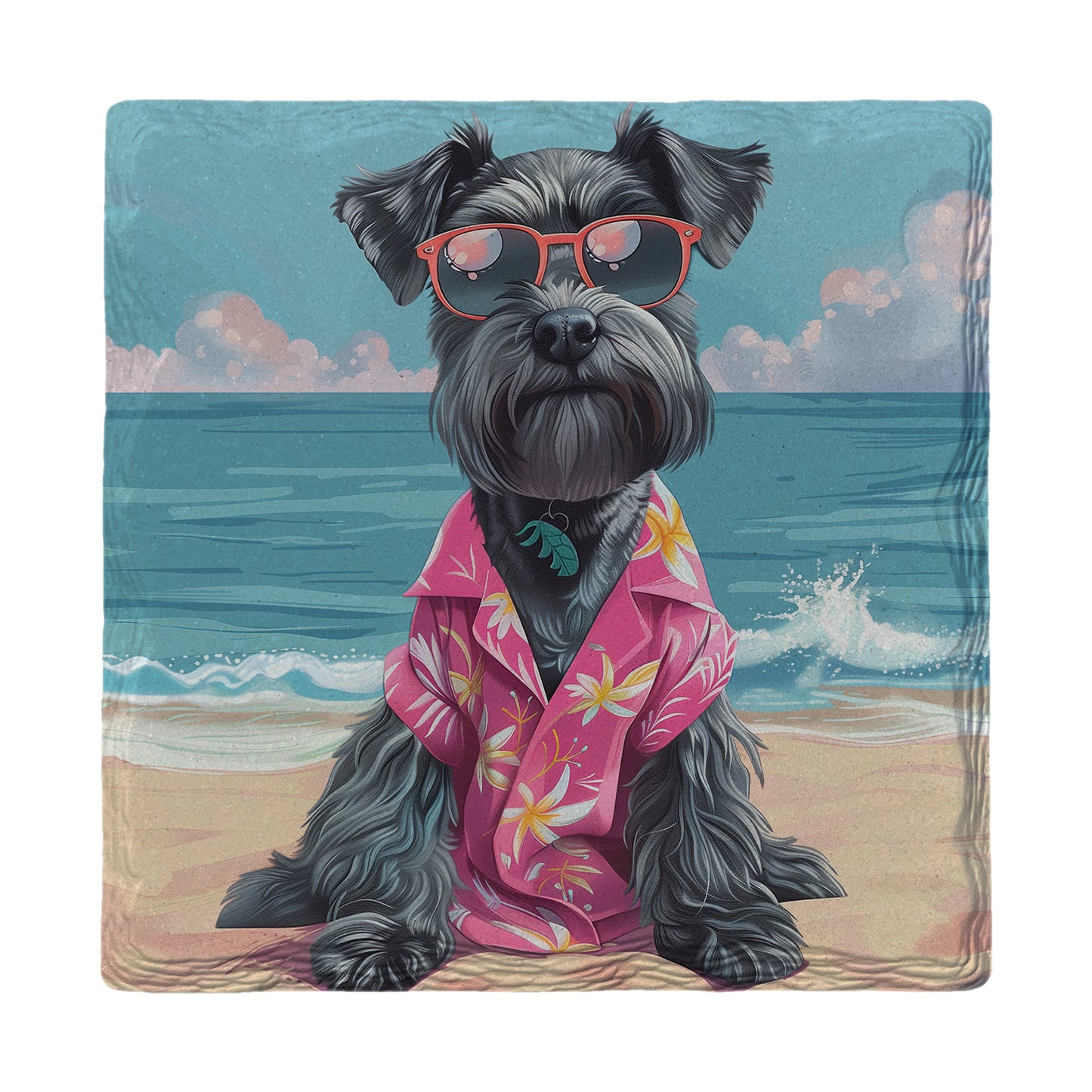 Miniature Schnauzer Beach Dog | Drink Coaster