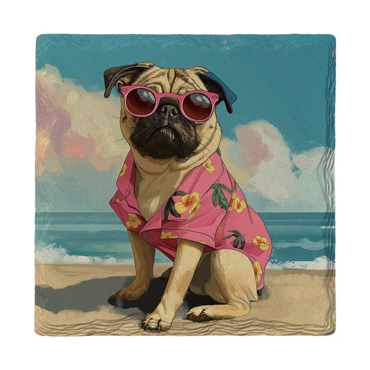 Pug Beach Dog | Drink Coaster