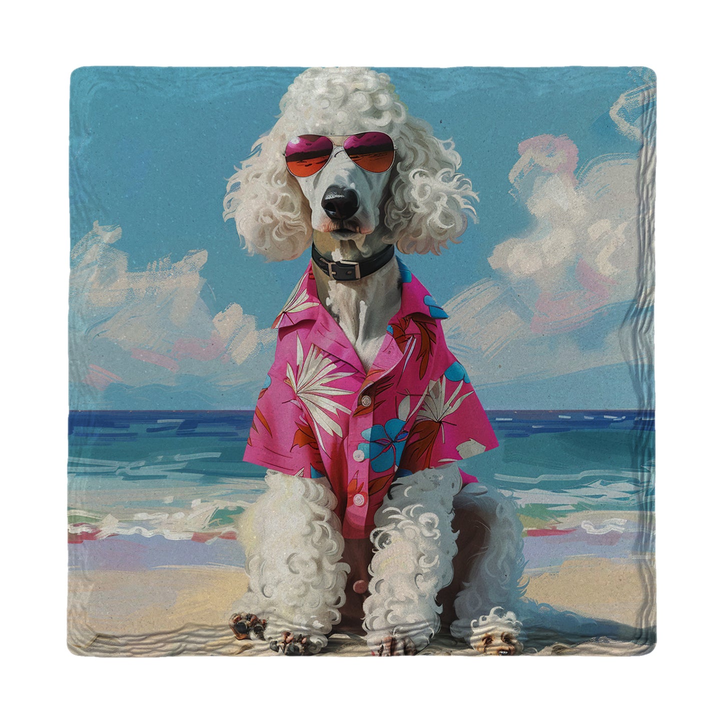 Standard Poodle Beach Dog | Drink Coaster