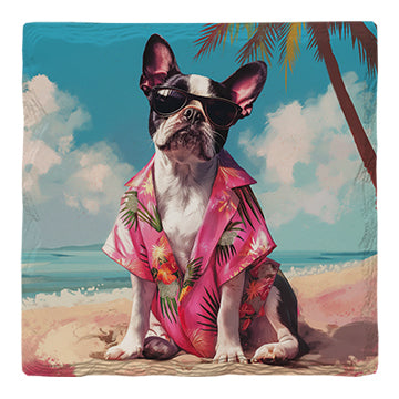 Boston Terrier Beach Dog | Drink Coaster