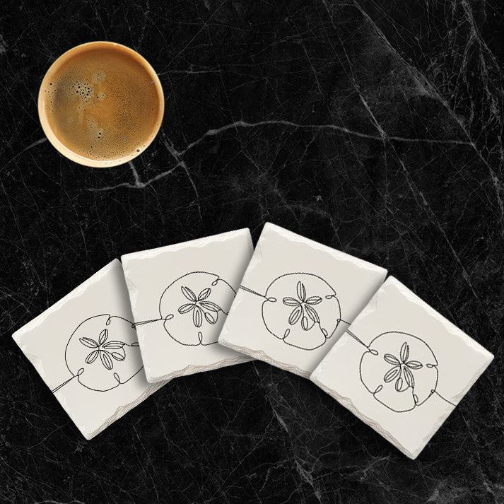 Sand Dollar Line Drawing | Drink Coaster