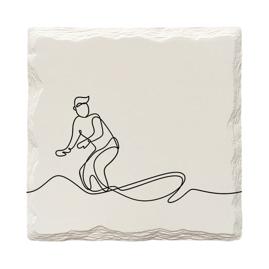 Surfer Line Drawing | Drink Coaster