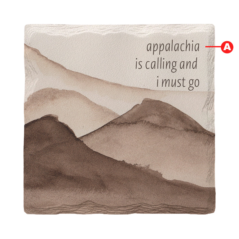 Customizable Mocha Mountains | Drink Coaster | Absorbent Ridged Ceramic