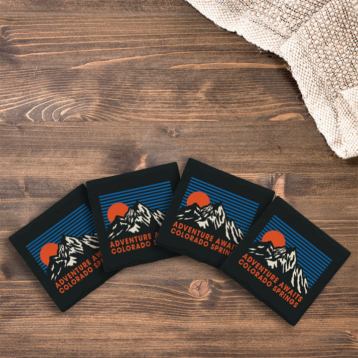 Customizable Retro Mountain | Drink Coaster