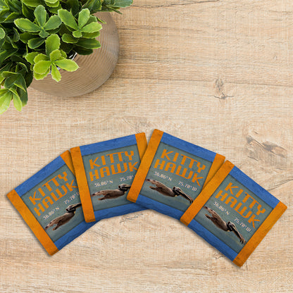 Customizable Orange/Blue Pelican | Drink Coaster