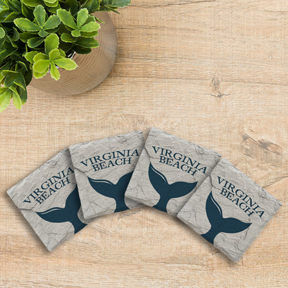 Customizable Navy Blue Whale Tail | Drink Coaster | Absorbent Ridged Ceramic