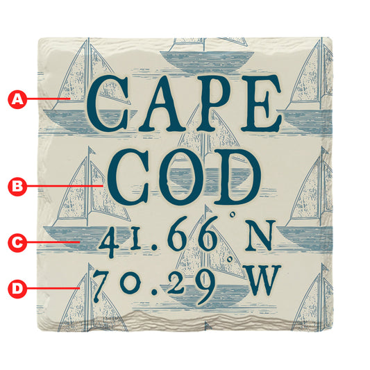 Customizable Sailboat Pattern | Drink Coaster | Absorbent Ridged Ceramic