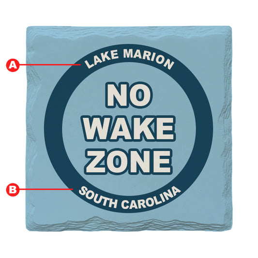 Customizable No Wake Zone Blue | Drink Coaster | Absorbent Ridged Ceramic